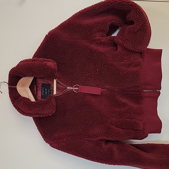 Iris Crop Sherpa Teddy bear bomber Baseball jacket - Small - Picture 3 of 13